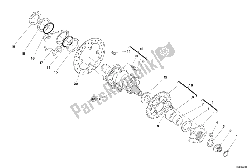 Todas las partes para Buje, Rueda Trasera de Ducati Monster S4R USA 1000 2006